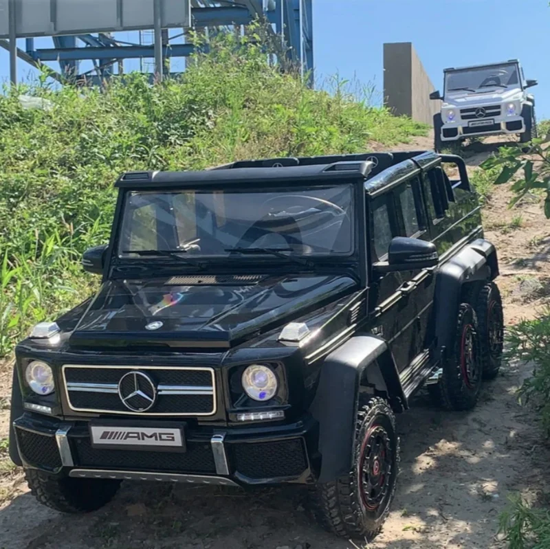 Coche niños 12v Mercedes-Benz G63 6x6, 2 plazas,RC, asientos símil cuero, NEGRO, MANDO RC, 4 MOTORES  INDA98-ABL1801zw